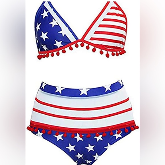 🍎Sexy Retro American Flag 2 pc Swimwear NWT - Picture 3 of 7